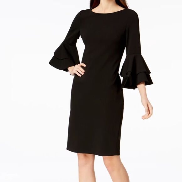 Dresses & Skirts - Calvin Klein Black Tiered-Bell-Sleeve Sheath Dress